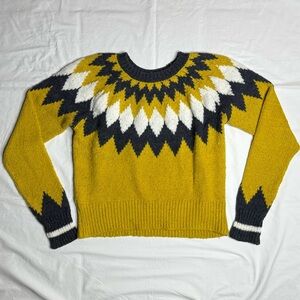 BP. - Mustard and Black Patterned Crewneck Sweater